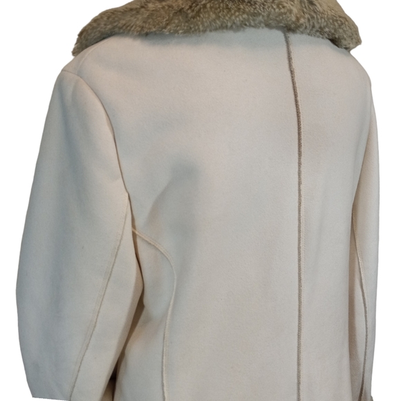 🏖️Soft Brushed Faux Suede w Faux Fur Lining Button Front Coat Size Large - Picture 5 of 13